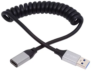AJMRTC USB 3.0 Type-A Male to Type-C Female Stretch Coiled Extension Cable, 100cm Retractable 5Gbps Data Cord for External Disk, Smartphone, Digital Camera, USB-C Devices AJMRTC USB 3.0 Type-A Male to Type-C Female Stretch Coiled Extension Cable, 100cm Retractable 5Gbps Data Cord for External Disk, Smartphone, Digital Camera, USB-C Devices