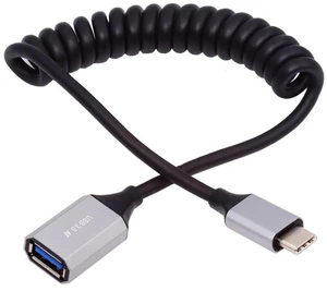AJMRTC Stretch Coiled USB-C Host to USB3.0-A Female OTG Extension Cable, 100cm Retractable Spring Cord, 5Gbps High Speed Data Transfer for USB Flash Disk, Smartphone, Camera, USB Peripherals AJMRTC Stretch Coiled USB-C Host to USB3.0-A Female OTG Extension Cable, 100cm Retractable Spring Cord, 5Gbps High Speed Data Transfer for USB Flash Disk, Smartphone, Camera, USB Peripherals