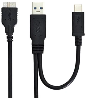 AJMRTC Combo USB3.1 Type-C & USB3.0 Type-A Host to Micro USB3.0 Target Data Cable, Dual Interface High Speed Cord, 10Gbps/5Gbps Transfer for External Hard Disk, HDD Enclosure, Storage Devices AJMRTC Combo USB3.1 Type-C & USB3.0 Type-A Host to Micro USB3.0 Target Data Cable, Dual Interface High Speed Cord, 10Gbps/5Gbps Transfer for External Hard Disk, HDD Enclosure, Storage Devices