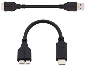 AJMRTC 2Pcs/Set 15CM USB3.1 Cable Kit, USB-C Male to Micro USB3.0 B Male & USB3.0-A Male to Micro USB3.0 B Male Data Cord, 5Gbps High Speed Cable for External SSD, Portable Hard Disk, Micro 3.0 B Stor AJMRTC 2Pcs/Set 15CM USB3.1 Cable Kit, USB-C Male to Micro USB3.0 B Male & USB3.0-A Male to Micro USB3.0 B Male Data Cord, 5Gbps High Speed Cable for External SSD, Portable Hard Disk, Micro 3.0 B Stor