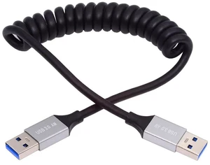 AJMRTC USB 3.0 Type A Male to Type A Male Stretch Coiled Cable, 100cm Retractable Extension Cord, 5Gbps High Speed Data Transfer for SSD, External Disk, Camera, USB Peripherals Data Connection AJMRTC USB 3.0 Type A Male to Type A Male Stretch Coiled Cable, 100cm Retractable Extension Cord, 5Gbps High Speed Data Transfer for SSD, External Disk, Camera, USB Peripherals Data Connection