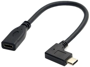 AJMRTC 90 Degree Right Angled USB 3.1 Type-C Male to Female Extension Cable 20cm, High Speed Data Extender Cord, Right Angle Type-C Extension Wire for Tablet, Smartphone, External SSD and USB-C Device AJMRTC 90 Degree Right Angled USB 3.1 Type-C Male to Female Extension Cable 20cm, High Speed Data Extender Cord, Right Angle Type-C Extension Wire for Tablet, Smartphone, External SSD and USB-C Device