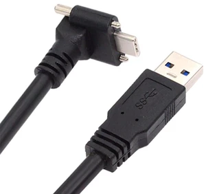 AJMRTC 200cm Screw Locking 90 Degree Up Down Angled USB-C to USB3.0 5Gbps Data Cable, Lockable Type-C Connector High Speed Transfer Wire for VR Headset, Digital Camera, Laptop and Industrial USB-C Dev AJMRTC 200cm Screw Locking 90 Degree Up Down Angled USB-C to USB3.0 5Gbps Data Cable, Lockable Type-C Connector High Speed Transfer Wire for VR Headset, Digital Camera, Laptop and Industrial USB-C Dev