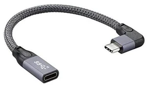 AJMRTC Left & Right Angled USB-C Male to Female Extension Cable with Protective Sleeve, USB3.1 Gen2 10Gbps 100W PD Charging Data Cord for Laptop, Smartphone, Tablet, External SSD, Docking Station AJMRTC Left & Right Angled USB-C Male to Female Extension Cable with Protective Sleeve, USB3.1 Gen2 10Gbps 100W PD Charging Data Cord for Laptop, Smartphone, Tablet, External SSD, Docking Station