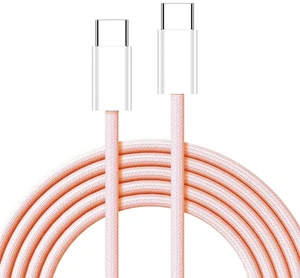 AJMRTC 2M Pink Sleeve USB-C Male to Male PD Cable, Supports 27W & 65W Power Charging and 480Mbps USB2.0 Data Transfer, Braided Pink Jacket Charging Cord for Smartphone, Tablet, Laptop and USB-C Portab AJMRTC 2M Pink Sleeve USB-C Male to Male PD Cable, Supports 27W & 65W Power Charging and 480Mbps USB2.0 Data Transfer, Braided Pink Jacket Charging Cord for Smartphone, Tablet, Laptop and USB-C Portab