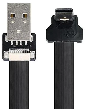 AJMRTC Up Down Angled USB 2.0 Type-A Male to USB-C Male Flat Slim FPC Ribbon Cable, 100CM Low Profile Flexible Data Charging Cord for FPV Drone, External Disk, Smartphone, Camera & Small Portable AJMRTC Up Down Angled USB 2.0 Type-A Male to USB-C Male Flat Slim FPC Ribbon Cable, 100CM Low Profile Flexible Data Charging Cord for FPV Drone, External Disk, Smartphone, Camera & Small Portable
