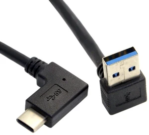 AJMRTC Reversible USB 3.1 USB-C Male Upward 90 Degree Angled to USB A Male Data Cable, 30cm Short Right Angle Type-C Cord, High Speed Transfer Cable for Tablet, Mobile Phone and USB-C Smart Devices AJMRTC Reversible USB 3.1 USB-C Male Upward 90 Degree Angled to USB A Male Data Cable, 30cm Short Right Angle Type-C Cord, High Speed Transfer Cable for Tablet, Mobile Phone and USB-C Smart Devices