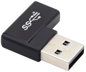 AJMRTC 90 Degree Horizontal Flat Right Angle USB 3.0 Adapter, USB Type C Female to USB A Male Converter, OTG Data Sync & Fast Charging Connector for Laptop, Desktop, PC, Power Bank, Phone, Tablet