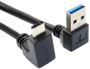 AJMRTC USB 3.1 Type-C 90 Degree Down Angled (Up/Down Optional) to USB Type-A Male Data Cable 100cm, L-shaped Angled USB-C to A Male Cord for Mobile Phone, Tablet, Fast Data Sync and Charging
