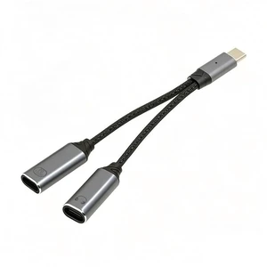 AJMRTC USB-C to Dual-C Female Audio DAC AUX 16bit 48kHz & 100W PD Charging Cable, Type-C Splitter Adapter Supports Audio Decoding and 100W PD Power Delivery for Laptop, Tablet, Smartphone AJMRTC USB-C to Dual-C Female Audio DAC AUX 16bit 48kHz & 100W PD Charging Cable, Type-C Splitter Adapter Supports Audio Decoding and 100W PD Power Delivery for Laptop, Tablet, Smartphone
