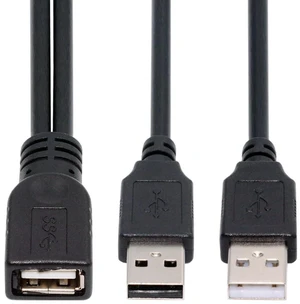 AJMRTC USB 2.0 Y Cable Dual Type-A Male to Type-A Female Extra Power & Data Cord, 20cm USB Splitter Cable for External Disk Drive, SSD, Printer, Scanner, High Power USB Peripherals on Laptop & Desktop
