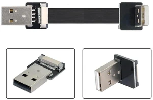 AJMRTC 90 Degree Up Angled USB 2.0 Type-A Male to Type-A Male Flat Slim FPC Data Cable 200CM, Low Profile Flexible FPC Ribbon Cord for FPV System, External Disk, Scanner, Printer, Narrow Space Wiring