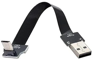 AJMRTC Up Angled 90° USB 2.0 Type-A Male to Micro USB 5Pin Male Flat Slim FPC Ribbon Cable 20cm, 480Mbps Data & Charging Cord for FPV Drone, External Disk, Android Phone, Camera, Compact DIY Electroni AJMRTC Up Angled 90° USB 2.0 Type-A Male to Micro USB 5Pin Male Flat Slim FPC Ribbon Cable 20cm, 480Mbps Data & Charging Cord for FPV Drone, External Disk, Android Phone, Camera, Compact DIY Electroni