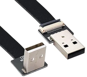 AJMRTC 90° Up Angled USB2.0 Type-A Male to Type-A Male Flat Slim FPC Cable 20CM, 480Mbps Flexible Ribbon Data Cord for FPV Drone, External Disk, Scanner, Printer & Compact DIY Electronic Projects