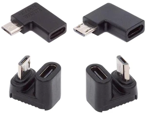 AJMRTC 4Pcs/Lot USB2.0 Adapter, 90 & 360 Degree Angled USB-C Female to Micro USB Male, Power & Data Converter for Old Micro USB Phone, Camera, Power Bank & Portable Electronic Devices