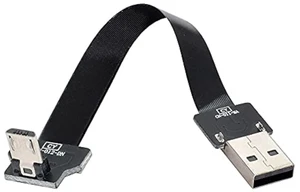 AJMRTC Down Angled USB 2.0 Type-A Male to Micro USB 5Pin Male Flat Slim FPC Cable 200cm, Flexible Ribbon Cord for FPV Drone, External Hard Disk, Android Phone, 480Mbps Data Sync & Charging Hidden Wiri AJMRTC Down Angled USB 2.0 Type-A Male to Micro USB 5Pin Male Flat Slim FPC Cable 200cm, Flexible Ribbon Cord for FPV Drone, External Hard Disk, Android Phone, 480Mbps Data Sync & Charging Hidden Wiri