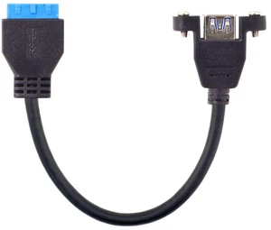 AJMRTC 25cm Single Port USB3.0 Type A Female Screw Mount to Motherboard 20Pin Header Cable, 5Gbps Internal Front Panel USB Converter Wire for Desktop PC Chassis DIY Modification and External USB Port AJMRTC 25cm Single Port USB3.0 Type A Female Screw Mount to Motherboard 20Pin Header Cable, 5Gbps Internal Front Panel USB Converter Wire for Desktop PC Chassis DIY Modification and External USB Port