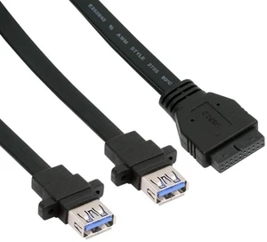 AJMRTC 50CM Ultra Slim Flat Dual USB3.0 Type A Female Panel Mount to Motherboard 20Pin/19Pin Header Cable, 5Gbps Internal Front Panel Converter Wire for Desktop PC, Chassis DIY Modification and Dual AJMRTC 50CM Ultra Slim Flat Dual USB3.0 Type A Female Panel Mount to Motherboard 20Pin/19Pin Header Cable, 5Gbps Internal Front Panel Converter Wire for Desktop PC, Chassis DIY Modification and Dual
