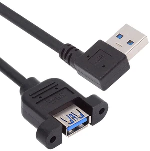 AJMRTC 30cm Left Angled Panel Mount USB3.0 Type-A Male to Female Extension Cable, 5Gbps SuperSpeed Connector with Mounting Screws, Internal Adapter Cord for Industrial & PC Equipment AJMRTC 30cm Left Angled Panel Mount USB3.0 Type-A Male to Female Extension Cable, 5Gbps SuperSpeed Connector with Mounting Screws, Internal Adapter Cord for Industrial & PC Equipment