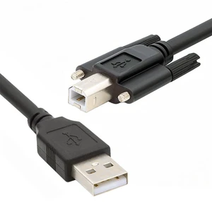 AJMRTC USB 2.0 Type-A Male to Type-B Male Panel Mount Cable with Thumbscrews, Locking Panel Mount Cord for Industrial Camera, Robot, Scanner, External Hard Disk, Secure Fixed Industrial Data Transmiss AJMRTC USB 2.0 Type-A Male to Type-B Male Panel Mount Cable with Thumbscrews, Locking Panel Mount Cord for Industrial Camera, Robot, Scanner, External Hard Disk, Secure Fixed Industrial Data Transmiss