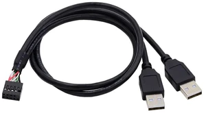 AJMRTC Motherboard 9Pin 10Pin Female Header to Dual USB 2.0 Male Type-A Cable 50cm, Internal Front Panel USB 2.0 Adapter Wire, 480Mbps Data Cord for PC Case Motherboard USB Expansion