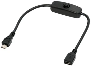 AJMRTC Micro USB 2.0 Extension Cable with On Off Power Switch Button, Micro 5Pin Male to Female DC 5V Power Cord, Inline Switch MicroUSB Cable for Desk Lamp, USB Fan, Camera, LED Strip & Low Power