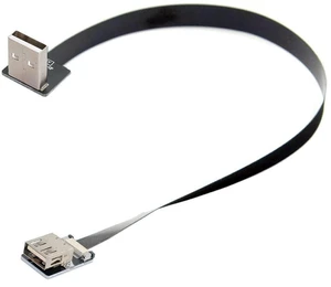 AJMRTC 200cm Up Angled USB 2.0 Type-A Male to Female Flat Slim FPC Extension Cable, Ultra Thin Ribbon Data Cord for FPV Drone, Hard Disk, Scanner, Printer and Compact Equipment Installation