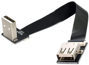 AJMRTC 100cm Up Angled USB 2.0 Type-A Male to Female Flat Slim FPC Extension Cable, Ultra Thin Ribbon Data Cord for FPV Drone, Hard Disk, Scanner, Printer & Narrow Space Mounting