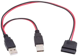 AJMRTC DC 5V Dual USB to SATA 15Pin Power Cable, 5V 2A Max SATA Power Cord for 2.5 Inch SATA HDD SSD Hard Disk Drive, Dual USB Y-Shape Power Supply Cable for 2.5" Solid State & Mechanical Drives AJMRTC DC 5V Dual USB to SATA 15Pin Power Cable, 5V 2A Max SATA Power Cord for 2.5 Inch SATA HDD SSD Hard Disk Drive, Dual USB Y-Shape Power Supply Cable for 2.5" Solid State & Mechanical Drives