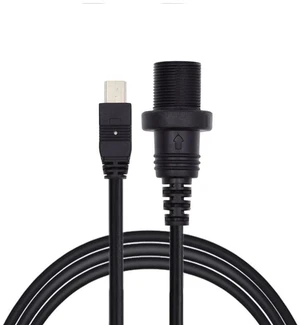 AJMRTC 1M Waterproof Dustproof Mini USB2.0 5Pin Male to Female Extension Cable, Panel Mount Mini USB Cord, 480Mbps Data & Power Transfer for Car Dashboard and Industrial Equipment Installation