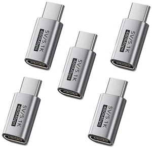 AJMRTC 5Pcs Type-C 5.1K Resistor PD Blocker Male to USB-C Female Adapter, DC5V Protection Charging Only Extension Converter, Block PD Negotiation, Keep 5V Fixed Output for USB-C Power Charging AJMRTC 5Pcs Type-C 5.1K Resistor PD Blocker Male to USB-C Female Adapter, DC5V Protection Charging Only Extension Converter, Block PD Negotiation, Keep 5V Fixed Output for USB-C Power Charging