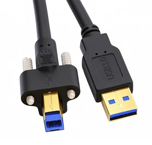 AJMRTC USB 3.0 Type-A Male to Type-B Male Cable with Thumbscrew Lock, Panel Mount Type, 5Gbps SuperSpeed Data Cord, Industrial Grade for Industrial Camera, Robot, Scanner, External Hard Disk Machine AJMRTC USB 3.0 Type-A Male to Type-B Male Cable with Thumbscrew Lock, Panel Mount Type, 5Gbps SuperSpeed Data Cord, Industrial Grade for Industrial Camera, Robot, Scanner, External Hard Disk Machine