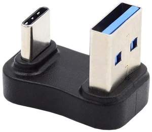 AJMRTC USB 3.1 Type C Male to USB 3.0 Type A Male 10Gbps 90 Degree U-Shaped Reverse Angled Adapter, Right Angle USB-C to USB-A Plug Converter for Laptop, Smartphone, Tablet, Data Sync & Fast Charging