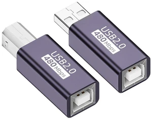 AJMRTC 2 Pack USB 2.0 Type B Female to Type-A & Type-B Male Adapter, Dual Connector Converter Extension Cord for Printer, Scanner, U Disk and USB Peripherals AJMRTC 2 Pack USB 2.0 Type B Female to Type-A & Type-B Male Adapter, Dual Connector Converter Extension Cord for Printer, Scanner, U Disk and USB Peripherals