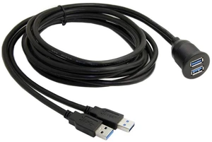 AJMRTC 1M Waterproof Dual USB3.0 & AUX Flush Mount Car Extension Cable, Dashboard Panel Mount Cord, Dual USB 3.0 + 3.5mm AUX Car Audio Port Adapter for Vehicle Dash Installation AJMRTC 1M Waterproof Dual USB3.0 & AUX Flush Mount Car Extension Cable, Dashboard Panel Mount Cord, Dual USB 3.0 + 3.5mm AUX Car Audio Port Adapter for Vehicle Dash Installation