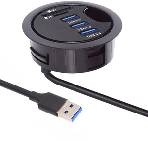 AJMRTC 3-Port USB3.0 Hub with SD TF Card Reader 60mm Desk Grommet Dock Station, Desktop Cable Hole Mount USB Splitter, Micro-SD Memory Card Reader for Desktop PC Office Workspace AJMRTC 3-Port USB3.0 Hub with SD TF Card Reader 60mm Desk Grommet Dock Station, Desktop Cable Hole Mount USB Splitter, Micro-SD Memory Card Reader for Desktop PC Office Workspace