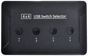AJMRTC 4-Port USB 2.0 KVM Switch Selector, 4 PCs Share 4 USB Devices, USB Switcher for Keyboard, Mouse, Scanner, Printer, Manual USB Sharing Hub for Desktop Laptop Multi-Computer Workspace AJMRTC 4-Port USB 2.0 KVM Switch Selector, 4 PCs Share 4 USB Devices, USB Switcher for Keyboard, Mouse, Scanner, Printer, Manual USB Sharing Hub for Desktop Laptop Multi-Computer Workspace