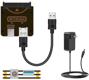 AJMRTC 29Pin SFF-8482 SAS to USB 3.0 5Gbps Hard Drive RAID Adapter, SAS HDD Converter with Built-in Chipset & DC Power Port for 2.5" 3.5" Server SAS Hard Disks, Requires Separate 12V/3A Power Supply AJMRTC 29Pin SFF-8482 SAS to USB 3.0 5Gbps Hard Drive RAID Adapter, SAS HDD Converter with Built-in Chipset & DC Power Port for 2.5" 3.5" Server SAS Hard Disks, Requires Separate 12V/3A Power Supply