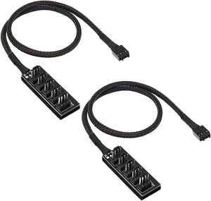 AJMRTC 4 Pin PWM Fan Hub Splitter Cable, 1 to 5 Way PC Case Fan Power Supply Extension Cord, PWM Fan Splitter Adapter for Motherboard, CPU Cooler, Computer Chassis Cooling Fans AJMRTC 4 Pin PWM Fan Hub Splitter Cable, 1 to 5 Way PC Case Fan Power Supply Extension Cord, PWM Fan Splitter Adapter for Motherboard, CPU Cooler, Computer Chassis Cooling Fans