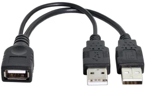 AJMRTC USB 2.0 Y Splitter Cable, USB 2.0 Female to Dual Male Data & Charging Extension Cord with Auxiliary Power Supply Port, Extra Power for Portable Hard Drives and USB Peripherals AJMRTC USB 2.0 Y Splitter Cable, USB 2.0 Female to Dual Male Data & Charging Extension Cord with Auxiliary Power Supply Port, Extra Power for Portable Hard Drives and USB Peripherals