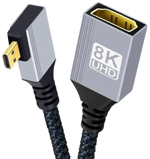 AJMRTC 8K HDMI 2.1 Cable, Micro HDMI to HDMI 90 Degree Left Angled Cord, 8K@60Hz 4K@120Hz 48Gbps Ultra High Speed Braided Cable, Gold Plated Connector, 17CM/0.55FT for Camera, Portable Display AJMRTC 8K HDMI 2.1 Cable, Micro HDMI to HDMI 90 Degree Left Angled Cord, 8K@60Hz 4K@120Hz 48Gbps Ultra High Speed Braided Cable, Gold Plated Connector, 17CM/0.55FT for Camera, Portable Display