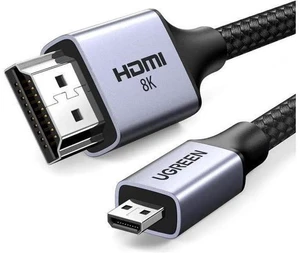 AJMRTC 8K Micro HDMI to HDMI Cable 3.3FT, HDMI 2.1 Braided Cord with Aluminum Shell, 48Gbps High Speed Micro HDMI Male to HDMI Male Cable, Supports 8K@60Hz 4K@120Hz for Camera, Tablet, Graphics Card,