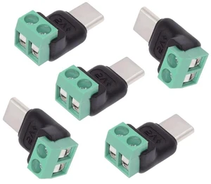 AJMRTC 5Pcs Set Solderless 2Pin Terminal to USB Type-C Male Plug Connector, DIY DC 5V Power Input Adapter, No Soldering Required Terminal Block Connector for DIY Electronics Repair Project AJMRTC 5Pcs Set Solderless 2Pin Terminal to USB Type-C Male Plug Connector, DIY DC 5V Power Input Adapter, No Soldering Required Terminal Block Connector for DIY Electronics Repair Project
