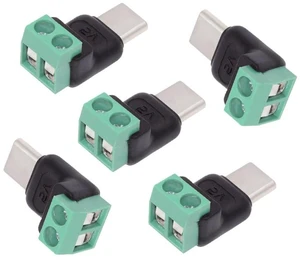 AJMRTC 5Pcs Set Solderless Type-C Male Plug Connector, OTG Pinout USB C to 2Pin Terminal Output Adapter, DC 5V Power Breakout Connector for DIY Electronics Assembly, Circuit Testing & Electronic Repai AJMRTC 5Pcs Set Solderless Type-C Male Plug Connector, OTG Pinout USB C to 2Pin Terminal Output Adapter, DC 5V Power Breakout Connector for DIY Electronics Assembly, Circuit Testing & Electronic Repai