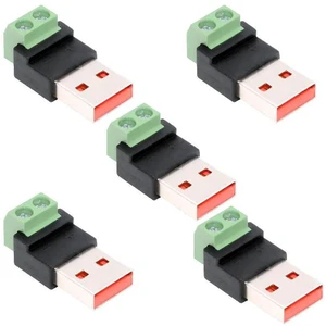 AJMRTC 5Pcs Solderless 2Pin Terminal to USB 2.0 Type-A Male Connector, DC 5V Power Breakout Adapter, No Soldering Required DIY Repair Plug for Electronic Projects, Wire Harness Modification & Circuit AJMRTC 5Pcs Solderless 2Pin Terminal to USB 2.0 Type-A Male Connector, DC 5V Power Breakout Adapter, No Soldering Required DIY Repair Plug for Electronic Projects, Wire Harness Modification & Circuit