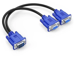 AJMRTC VGA Y Splitter Cable, VGA Male to 2 Female Adapter Converter, 1 Input to 2 Output VGA Video Cord for Dual Monitor Screen Duplication, Desktop PC Projector Display AJMRTC VGA Y Splitter Cable, VGA Male to 2 Female Adapter Converter, 1 Input to 2 Output VGA Video Cord for Dual Monitor Screen Duplication, Desktop PC Projector Display
