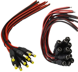 AJMRTC 20Pcs 5.5x2.1mm DC Pigtail Power Connector Cables, Male and Female DC Barrel Plug Wires, Pre-wired DC Power Pigtails for CCTV Camera, LED Strip, DIY Electronic Wiring AJMRTC 20Pcs 5.5x2.1mm DC Pigtail Power Connector Cables, Male and Female DC Barrel Plug Wires, Pre-wired DC Power Pigtails for CCTV Camera, LED Strip, DIY Electronic Wiring