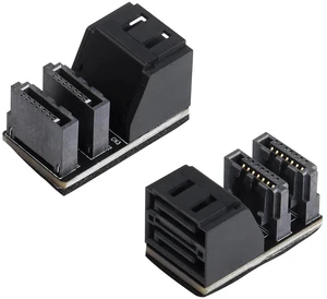 AJMRTC 90 Degree Dual SATA 7PIN Male to Dual Female Adapter, Right Angle SATA Splitter Connector, Low Profile SATA Extension Converter for Slim Motherboard, SSD, HDD, Internal Storage Wiring AJMRTC 90 Degree Dual SATA 7PIN Male to Dual Female Adapter, Right Angle SATA Splitter Connector, Low Profile SATA Extension Converter for Slim Motherboard, SSD, HDD, Internal Storage Wiring