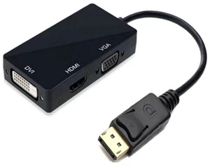 AJMRTC 3-in-1 Multi-Function DisplayPort DP Male to HDMI / DVI / VGA Female Adapter Converter, Unidirectional Video Converter for Laptop, PC, Monitor, Projector, TV Presentation Display AJMRTC 3-in-1 Multi-Function DisplayPort DP Male to HDMI / DVI / VGA Female Adapter Converter, Unidirectional Video Converter for Laptop, PC, Monitor, Projector, TV Presentation Display