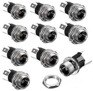AJMRTC 10Pcs 5.5x2.1mm DC Power Jack Socket, 3-Pin Panel Mount Female DC Barrel Connector, PCB Mount DC Input Socket for CCTV Camera, LED Strip, Router, DIY Electronic Power Project AJMRTC 10Pcs 5.5x2.1mm DC Power Jack Socket, 3-Pin Panel Mount Female DC Barrel Connector, PCB Mount DC Input Socket for CCTV Camera, LED Strip, Router, DIY Electronic Power Project